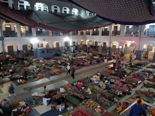 lot of people sleeping in an open hall